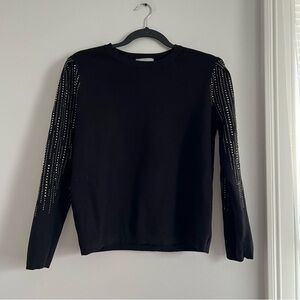 Elegant Black Sweater with Studded Sleeves